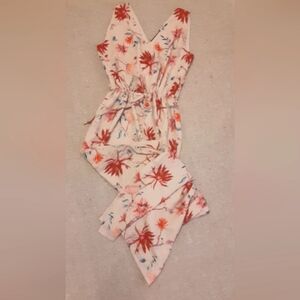 Floral V-Neck Long Side Slit Dress